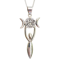 Goddess Chalice Well Pendant Necklace Triple Moon 18&quot; Chain 925 Silver &amp; Boxed - £29.54 GBP