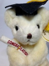 Russ Teddy Bear Plush Caress Soft Pets Cream White Graduation Congratula... - $21.99