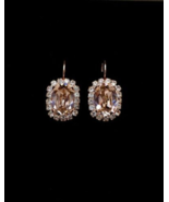 2Ct Oval Cut Lab-Created Morganite Halo Drop Earrings 14K Rose Gold over... - £73.15 GBP