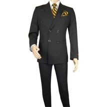 Men Suit BERLUSCONI Turkey Italian Wool 180's Double Breasted UGS94-08 Black image 3