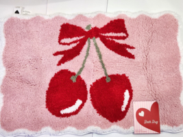 Valentines Day Cherries Pink Red Bathroom MAT BATH RUG 20&quot; X 30” - $29.69