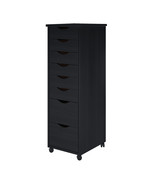 Adeptus Solid Wood 6 2 Drawer Roll Cart - Black - $182.44