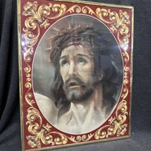Rare Jesus w/Tears on the Cross Vintage Religious Wall Art Framed 16”x20” - $31.68