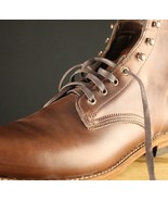 2 flat Waxed BROWN Boot LACES 63&quot; long x 1/4&quot; wide For 6 7 eyelets shoes... - $23.11
