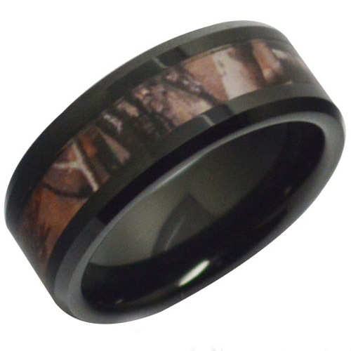 COI Black Tungsten Carbide Camo Wedding Band Ring - TG3750