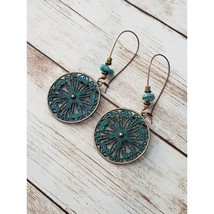 Turquoise and Bronze Tone Boho Style Dangle - New - £11.80 GBP