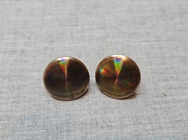 Vintage Gold/Silver Tone Circular/Round Screw Back Earrings, 1&#39;&#39; Diameter - £7.58 GBP