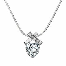 Crystals From Swarovski 6CTW Infinity Heart Necklace Sterling Overlay 18 Inch - $44.50