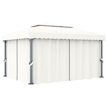 vidaXL Cream White Aluminum Gazebo 13.1' x 9.8 ft with Curtain Patio Outdoor - $12,428.56 MXN