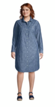 LANDS&#39; END Soft Chambray SHIRT DRESS Plus Size: 16W (LARGE) NEW SHIP FRE... - £78.65 GBP