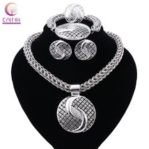 New Exquisite Dubai Jewelry Set Luxury Silver Plated Big Nigerian Wedding Africa - £25.97 GBP