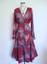 Vintage Free People Boho Retro Dress 8 Purple Floral Paisley Embroidered... - $29.00