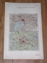 1924 Original Vintage Map Of Vicinity Of Oslo Kristiania Norway Stockholm Sweden - £15.08 GBP