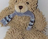 Color Rich plush nubby tan bear blue scarf stuffed animal chenille ribbe... - $14.84