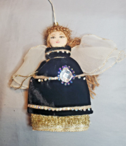 Vintage Handmade Wood Popsicle Stick Doll Angel Ornament Small Tree Topper - £10.01 GBP