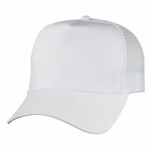 White Trucker Hat 5 Panel Cotton Twill Adjustable Mesh Back Hat 1dz New TMNB WHT - £75.58 GBP