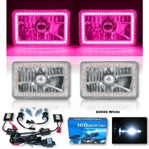 4X6&quot; Pink SMD Halo Glass / Metal Headlight 6000K 6K HID Light Bulb Headlamp Pair - $199.95