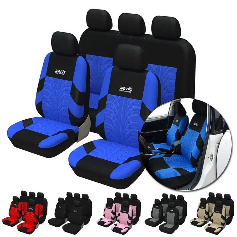 AUTOYOUTH Tire Track Style Car Seat Covers Universal Full Set Seat Protectors - £21.24 GBP+