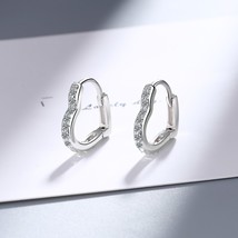 ANENJERY Silver Color Lovely Love Heart Hoop Earrings Sparkling Zircon Earrings  - £7.99 GBP