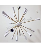 Mid Century 18 Arms Modern Ceiling Lamp Handcrafted  White Shade Chandel... - €259,30 EUR