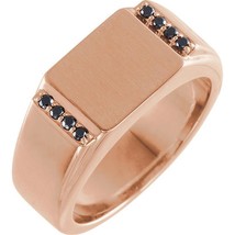 Authenticity Guarantee 
14K Rose Gold Black Diamond Men&#39;s Signet Ring Size 10 - £1,957.62 GBP