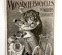 Monarch Bicycles 1897 Advertisement Victorian Bikes Lion With Girl DWFF16 - £15.75 GBP