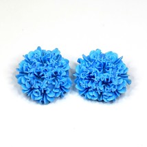 Blue Carnations 1.25&quot; Clip-On Earrings Vintage Statement Fashion Jewelry... - $369.78 MXN