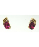 14k Gold Earrings with 1.54ct Genuine Natural Rubellite Tourmalines (#J1... - £384.98 GBP