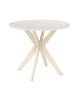 36-Inch Mid Century Modern Kitchen Table with Faux Marble Tabletop and S... - $217.45