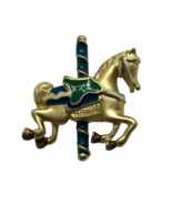 Vintage Enamel Carousel Horse Brooch pin Pony equestrian retro kidcore - $11.87