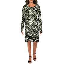 MSRP $98 Michael Kors Womens Plaid Mini T-Shirt Dress Green Size Medium - £14.48 GBP