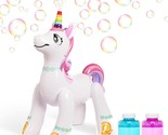 40&quot; Inflatable Unicorn Automatic Bubble Machine, Bubble Blower Maker Wit... - $40.99