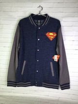 DC Comics Superman Logo Lightweight Varsity Jacket Snap Button Blue Men&#39;s Size M - £41.45 GBP