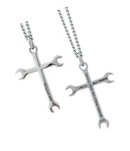 Men&#39;s Stainless Steel Wrench Cross Necklace- 4:13 - $256.11
