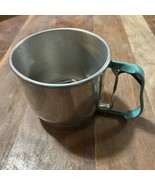 Vintage FOLEY Aluminum 5 Cup Flour Sifter Teal-Color Painted Handle - $9.50