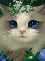 Diamond Painting Kits Adults Kids Flower Cat 5D Full Drill Diamond Art 12X16Inch - £9.87 GBP