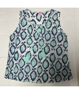 Lilly Pulitzer Lauren Tank Top Sleeveless Blue Tassels Embroidered Tunic... - $386.47 MXN