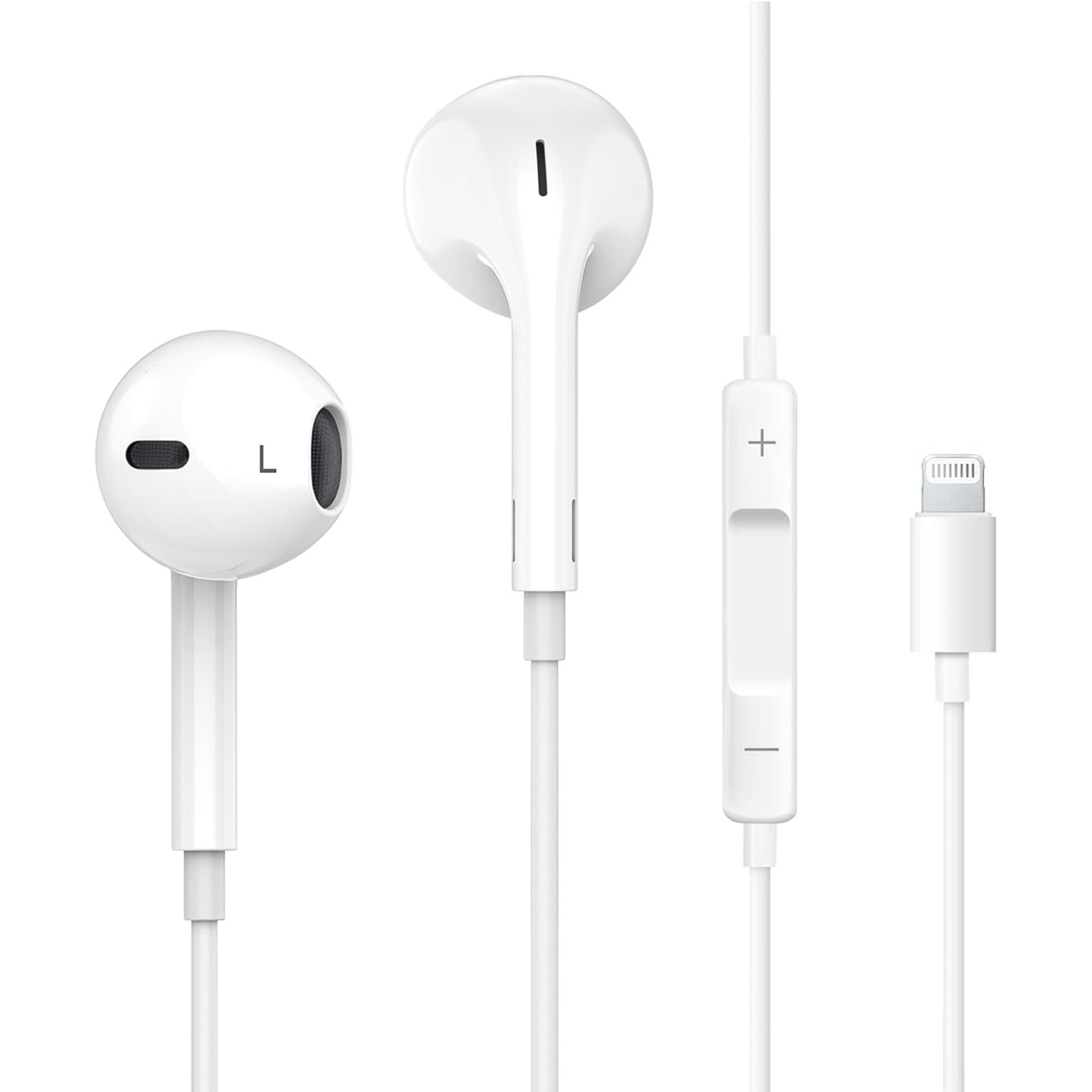 Apple Earbuds, [MFi Certified] with Lightning Connector Wired Earphones (Built-i