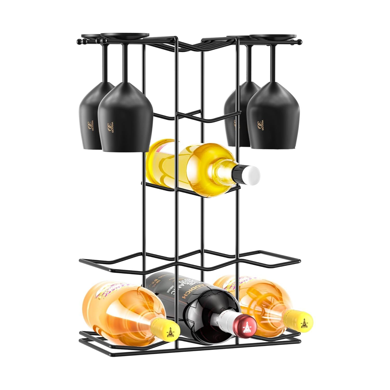 Octavia Wine Racks Countertop, Metal wine holder small countertop wine bottle ra