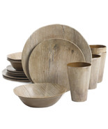 Gibson Home Woodlands Round Melamine Plastic Dinnerware Set Service for ... - $54.31 CAD