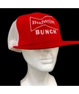 Vintage 1990s Budweiser Bunch Snapback Mesh Trucker Hat Cap Red White Ma... - $30.33 CAD