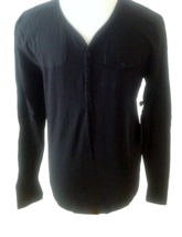 English Laundry Manica Lunga Nero Pulsante Anteriore T-Shirt - Nwt - $18.99