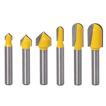 6Pcs 1/4" Shank Carbide 90 Degree V-Groove And Round Nose Groove Router Bit Set  - £18.87 GBP