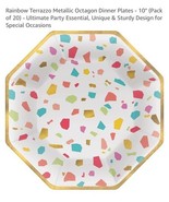 Rainbow Terrazzo Metallic Octagon Dinner Plates - 10in 2 Packs Of Eight =16 - $20.30 CAD