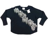 LIV Milano Women&#39;s Sweater Black Medium Jewelry Embellished Floral New - $34.64