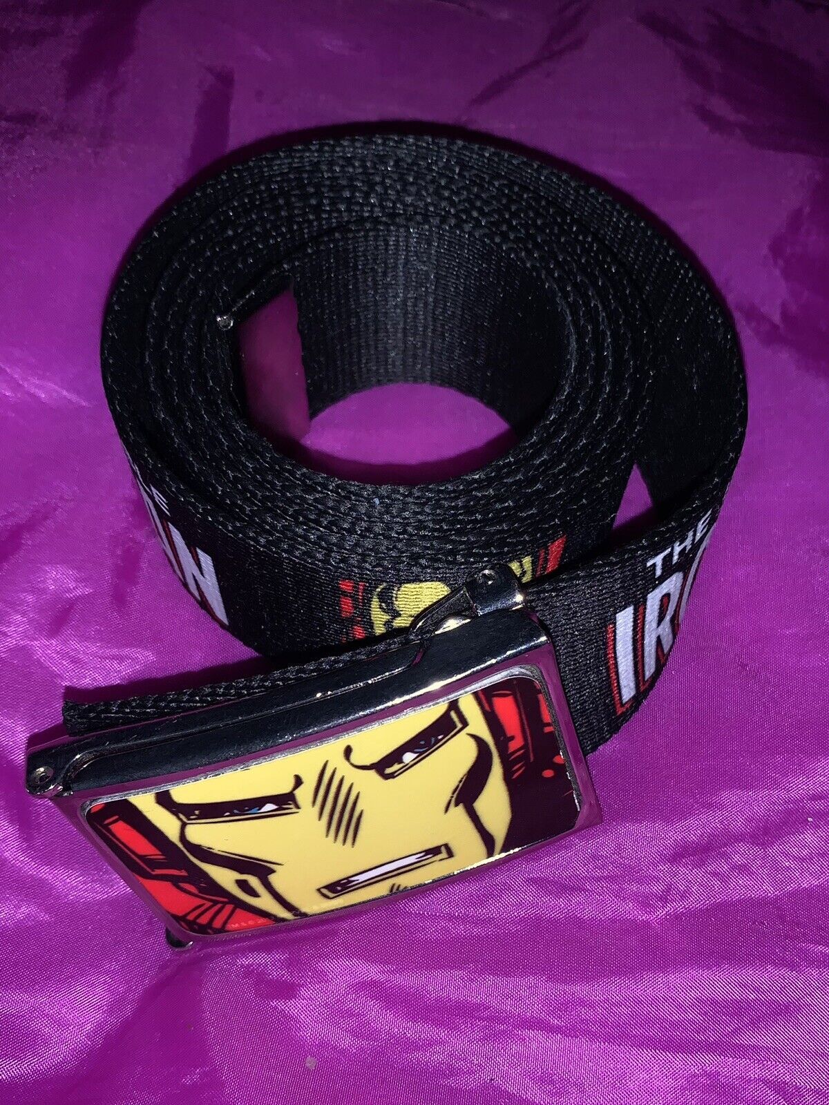 Web Belt Buckle Mens Women Marvel Comics Iron Man 45” Belt W/ Removable Buckle - £9.05 GBP