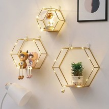 Liywall&#39;S Hexagon Floating Shelves Wall Decor, Gold Metal Wire, And Bathrooms. - £37.11 GBP