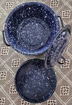 Vintage ~ Blue &amp; White ~ Enamelware Pot ~ Lid ~ Double Boiler ~ Pot ~ Pe... - $100.00