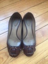 Pre-owned CHLOE Brown Buckle Front Ballet Flats 1.5&#39;&#39; stucco heel SZ 36.... - £76.75 GBP