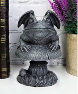 Ebros Gift Toad Gargoyle on Mushroom Figurine Collectible 5&quot; Height Horned - $515.22 MXN